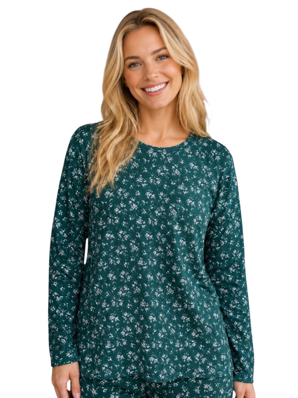 LAKE Green Floral Pajama Top Size S Pima Cotton Sleepwear
CC